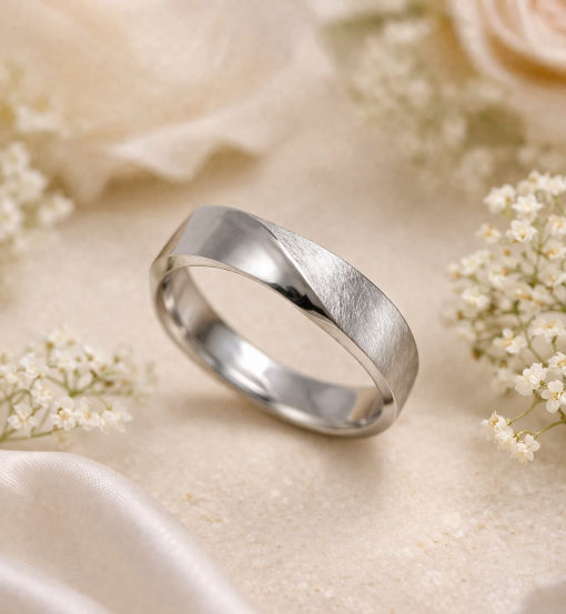 18k Mens Wedding Ring, Mobius Wedding Band Mobius Wedding Band white gold twisted
