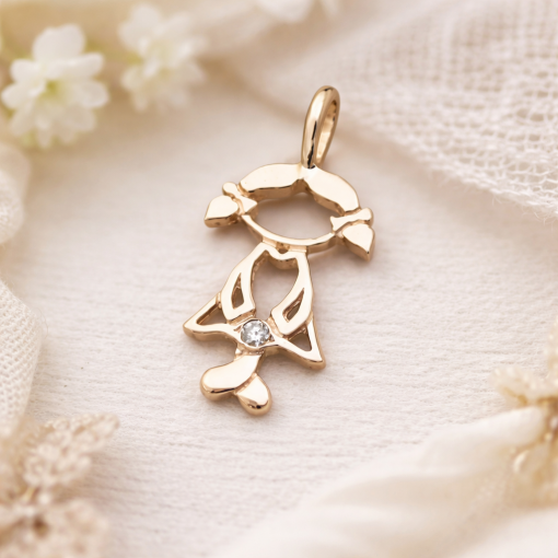 Rose Gold Girl Baby pendant, Rose Gold Necklace