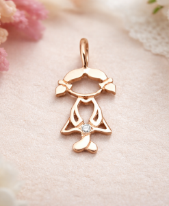 Rose Gold Girl Baby pendant, Rose Gold Necklace - Image 7