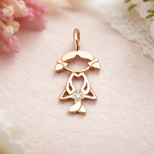 Rose Gold Girl Baby pendant, Rose Gold Necklace