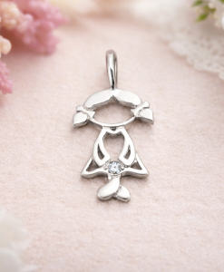 Rose Gold Girl Baby pendant, Rose Gold Necklace - Image 4