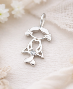 Rose Gold Girl Baby pendant, Rose Gold Necklace - Image 5