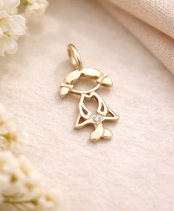 Rose Gold Girl Baby pendant, Rose Gold Necklace - Image 8