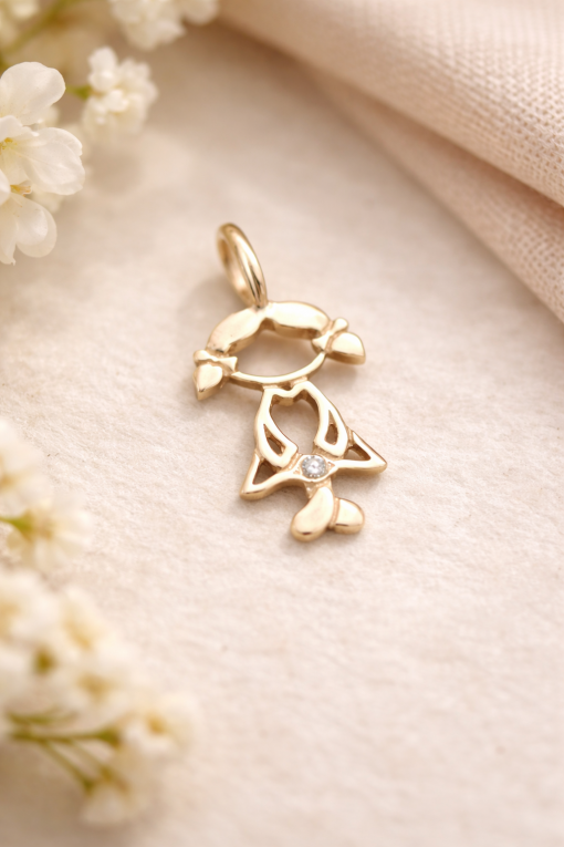 Rose Gold Girl Baby pendant, Rose Gold Necklace
