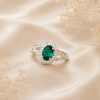 Twig Emerald Halo Engagement Ring, Emerald Wood Engagement Ring