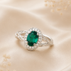 Twig Emerald Halo Engagement Ring, Emerald Wood Engagement Ring
