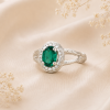 Twig Emerald Halo Engagement Ring, Emerald Wood Engagement Ring