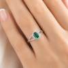 Twig Emerald Halo Engagement Ring, Emerald Wood Engagement Ring