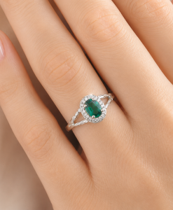 Twig Emerald Halo Engagement Ring, Emerald Wood Engagement Ring - Image 3