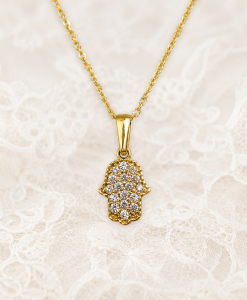 Gold Hamsa Necklace, Hamsa Pendant Solid 14k solid gold - Image 4