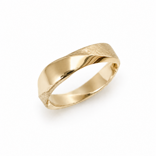 18k Mobius Men’s Wedding band – 5mm Mobius Ring In 18k Minimalist White Gold Wedding Ring