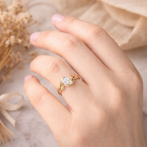 Rough Uncut Diamond Nature Inspired Engagement Ring, Boho Raw Diamond Ring Rough Uncut Diamond Nature Inspired Engagement Ring, Boho Raw Diamond Ring