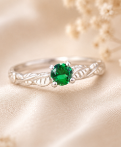 Leaves Engagement Ring, Matte Finish Engagement Ring - Image 3