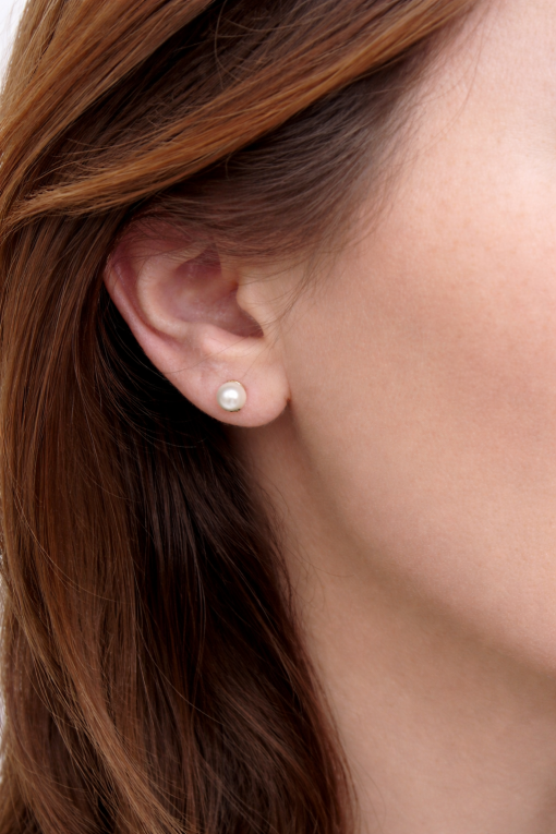 Gold Stud Pearl Earrings, Gold Pearl Earrings