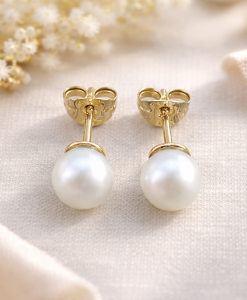 Gold Stud Pearl Earrings, Gold Pearl Earrings