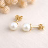 Gold Stud Pearl Earrings, Gold Pearl Earrings