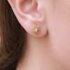 Gold Flower Stud Earrings With Gems, Floral Studs In Gold Gold Flower Stud Earrings With Gems, Floral Studs In Gold
