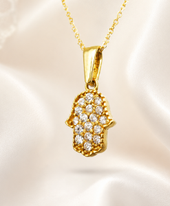 Gold Hamsa Necklace, Hamsa Pendant Solid 14k solid gold - Image 3