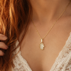 Gold Hamsa Necklace, Hamsa Pendant Solid 14k solid gold