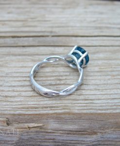 Blue Topaz Infinity Gold Ring, 2 Carat London Blue Topaz Infinity Engagement Ring - Image 3