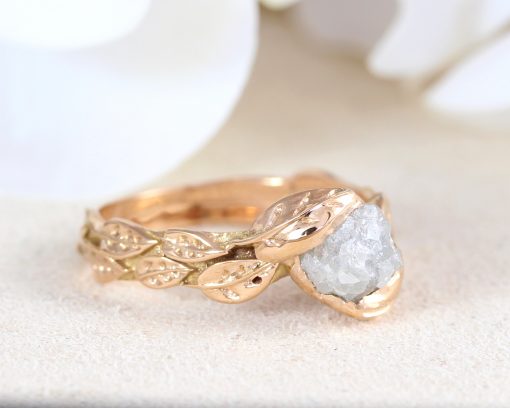 Engagement Ring Transparent Raw Diamond on Wide Recycled Gold Band Custom  Made Engagement Ring - Etsy