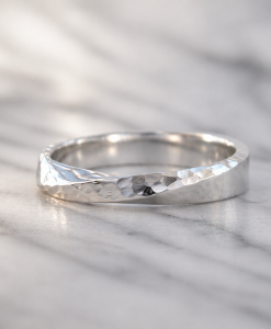 Hammered Mobius Wedding Ring, 4mm Minimalist Gold Mobius Wedding Band For Men - Image 3