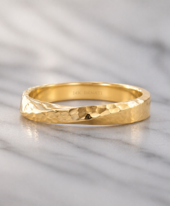 Hammered Mobius Wedding Ring, 4mm Minimalist Gold Mobius Wedding Band For Men - Image 5