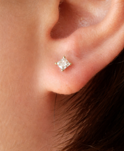 Princess Cut Diamond 14k Gold Stud Earrings (0.70 Carat)