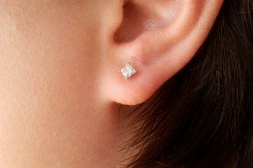 Princess Cut Diamond 14k Gold Stud Earrings (0.70 Carat)