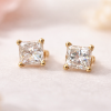 Princess Cut Diamond 14k Gold Stud Earrings (0.70 Carat)