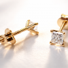 Princess Cut Diamond Gold Stud Earrings, Diamond Stud Earrings