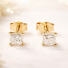 Princess Cut Diamond Gold Stud Earrings, Diamond Stud Earrings