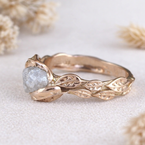 Rough Uncut Diamond Nature Inspired Engagement Ring, Boho Raw Diamond Ring Rough Uncut Diamond Nature Inspired Engagement Ring, Boho Raw Diamond Ring