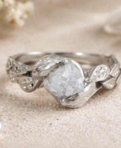 Rough Uncut Diamond Nature Inspired Engagement Ring, Boho Raw Diamond Ring