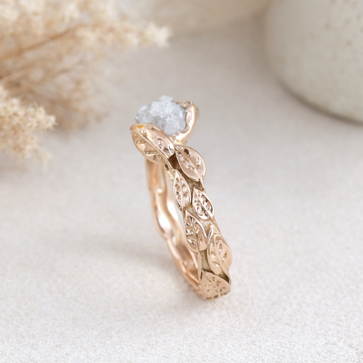 Rough Uncut Diamond Nature Inspired Engagement Ring, Boho Raw Diamond Ring Rough Uncut Diamond Nature Inspired Engagement Ring, Boho Raw Diamond Ring
