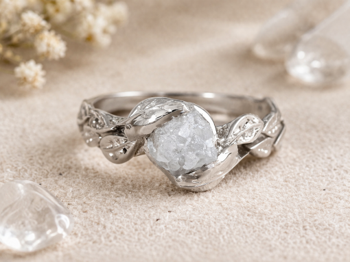 Rough Uncut Diamond Nature Inspired Engagement Ring, Boho Raw Diamond Ring Rough Uncut Diamond Nature Inspired Engagement Ring, Boho Raw Diamond Ring