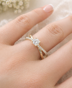 Diamond Engagement Ring, Diamond Infinity Knot Engagement Ring - Image 2