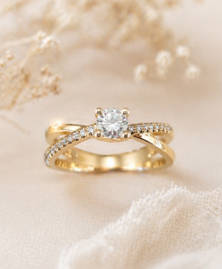 Diamond Engagement Ring, Diamond Infinity Knot Engagement Ring - Image 5
