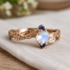 moonstone leaves ring