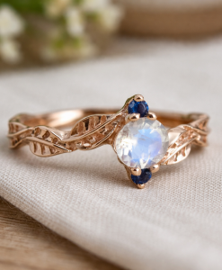 moonstone leaves ring