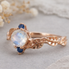 Moonstone Leaf Engagement Ring, Leaf Engagement Ring