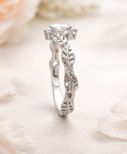 Peridot Ring, Leaves Engagement Ring - Image 7