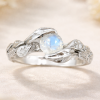 Rainbow Moonstone Leaf Ring