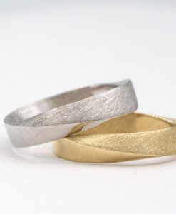 mobius wedding bands white and yellow gold