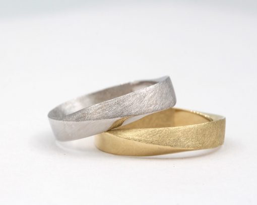 mobius wedding bands white and yellow gold