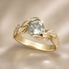 Leaf Engagement Ring, Green Amethyst Engagement Ring