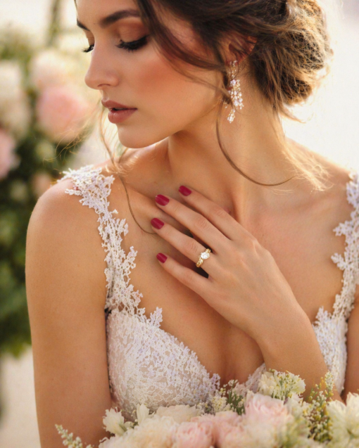 Leaf Engagement Ring, Green Amethyst Engagement Ring