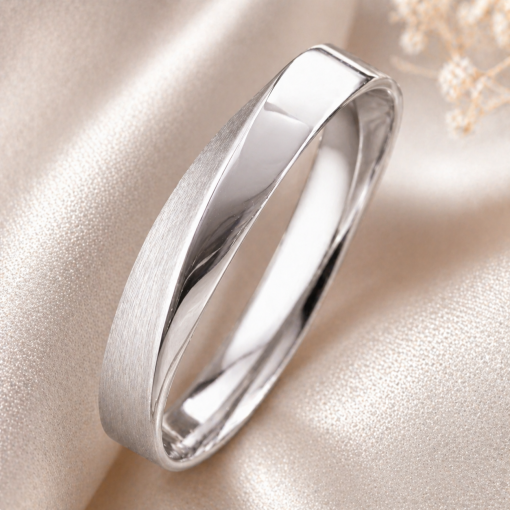Mobius Wedding Band White Gold, Minimalist Twist Ring, Matte and Polished Band, Modern Wedding Ring, Unisex Gold Ring, Unique Promise Ring, Handmade Jewelry Benati