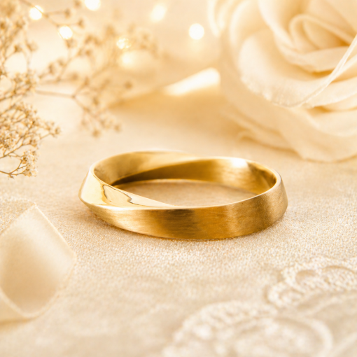 Rose Gold Mens Wedding Band, Unisex Mobius Wedding Ring