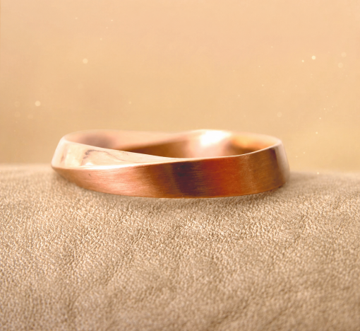 Rose Gold Mens Wedding Band, Unisex Mobius Wedding Ring